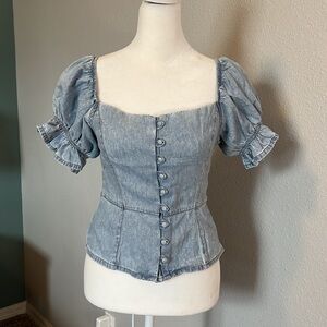 Boyish Light Wash Chambray Finley Top Size Small